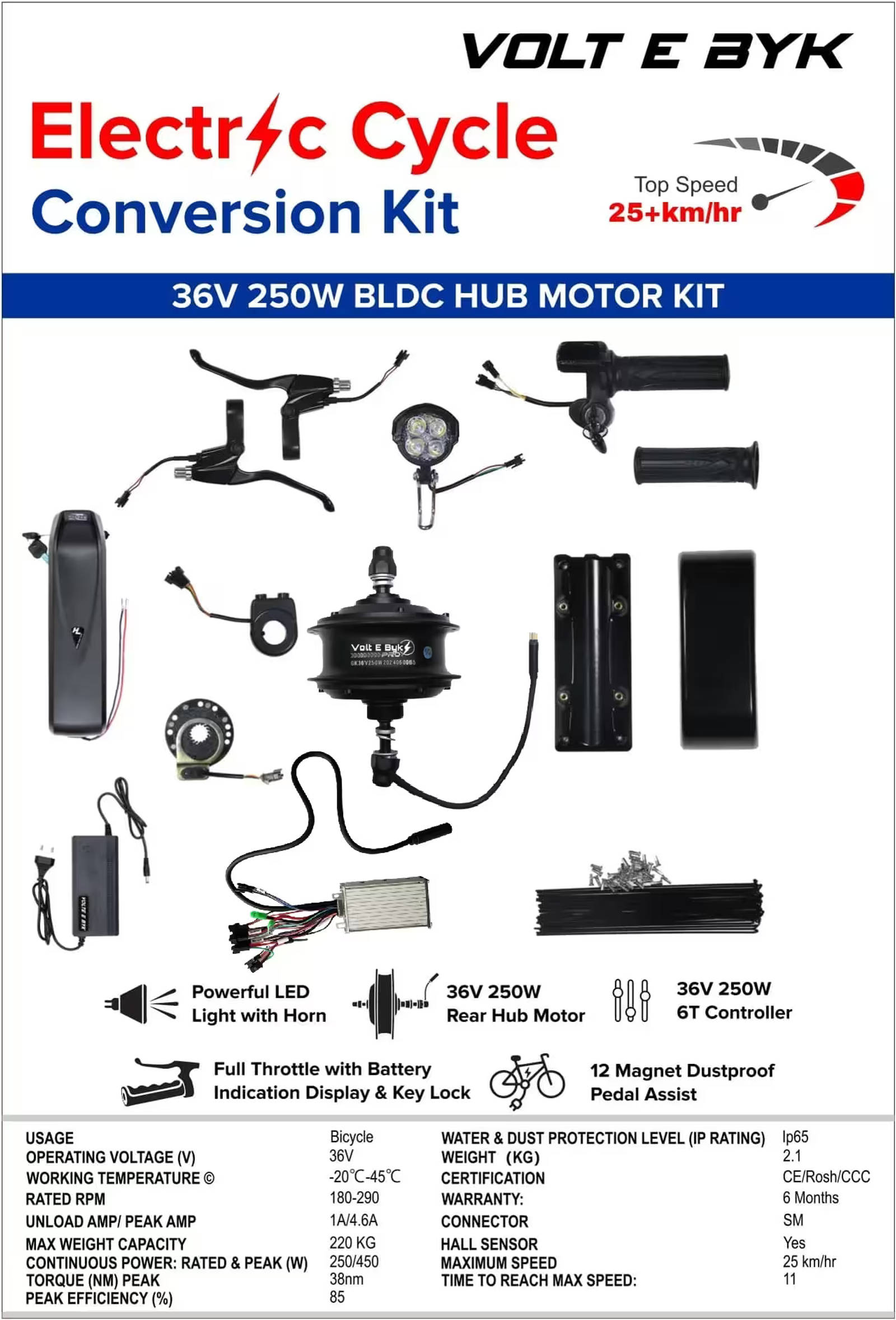 Product Image 1 of Electric Cycle Conversion Kit with 13 AH Battery - electric kit from Voltebyk
