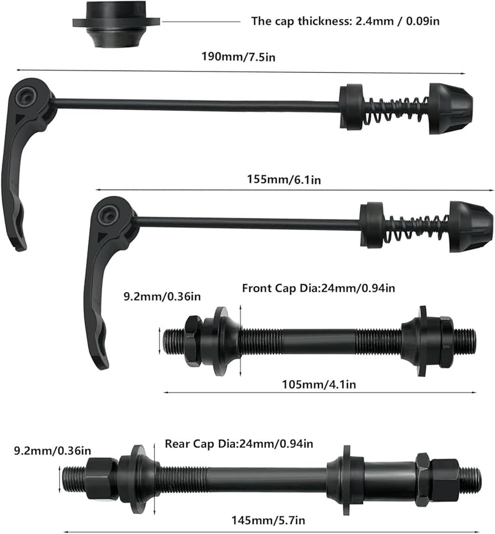 MTB Hub Axle alternate view
