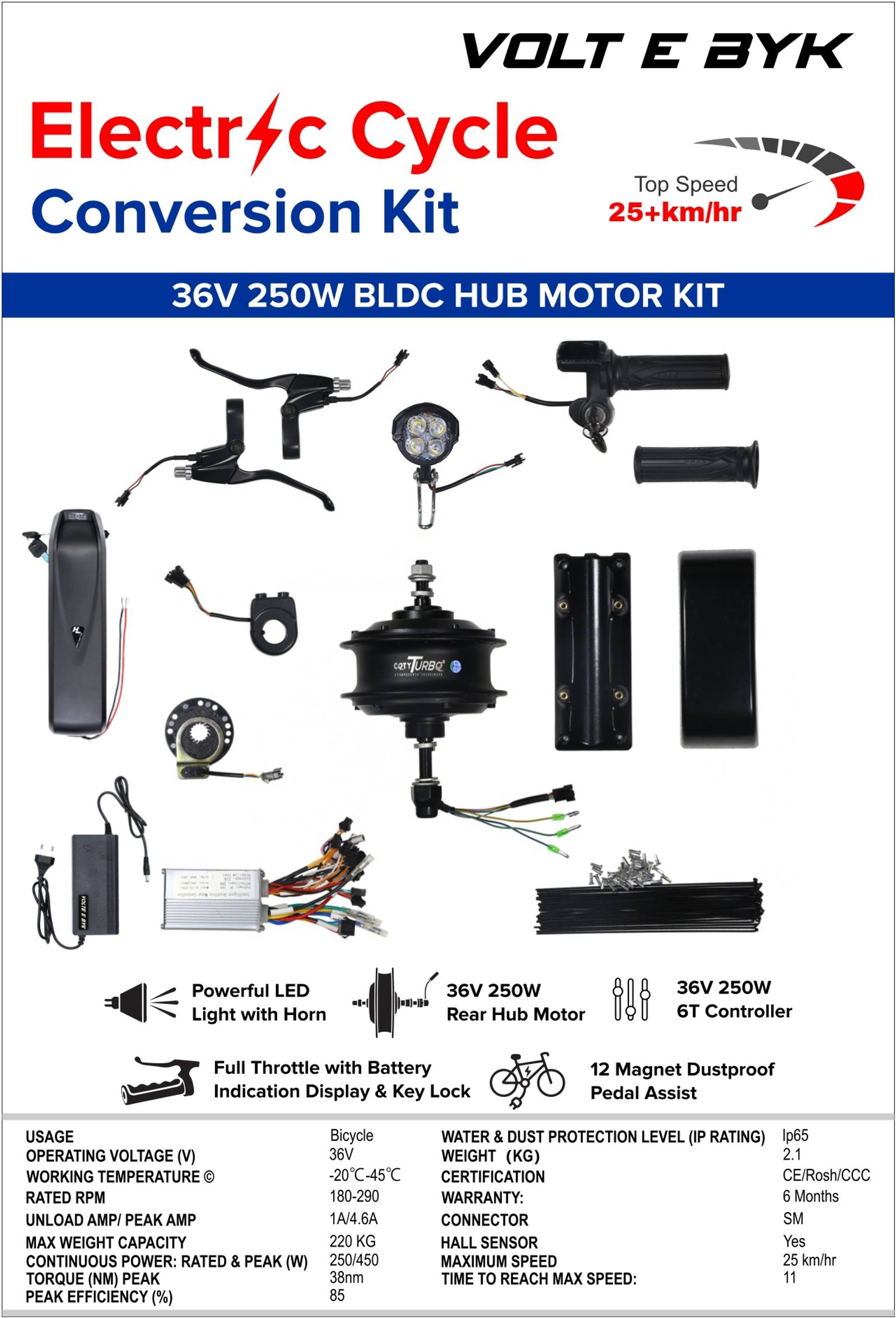 Product Image 1 of Electric Cycle Conversion Kit with 5.5 AH Battery - electric kit from Voltebyk