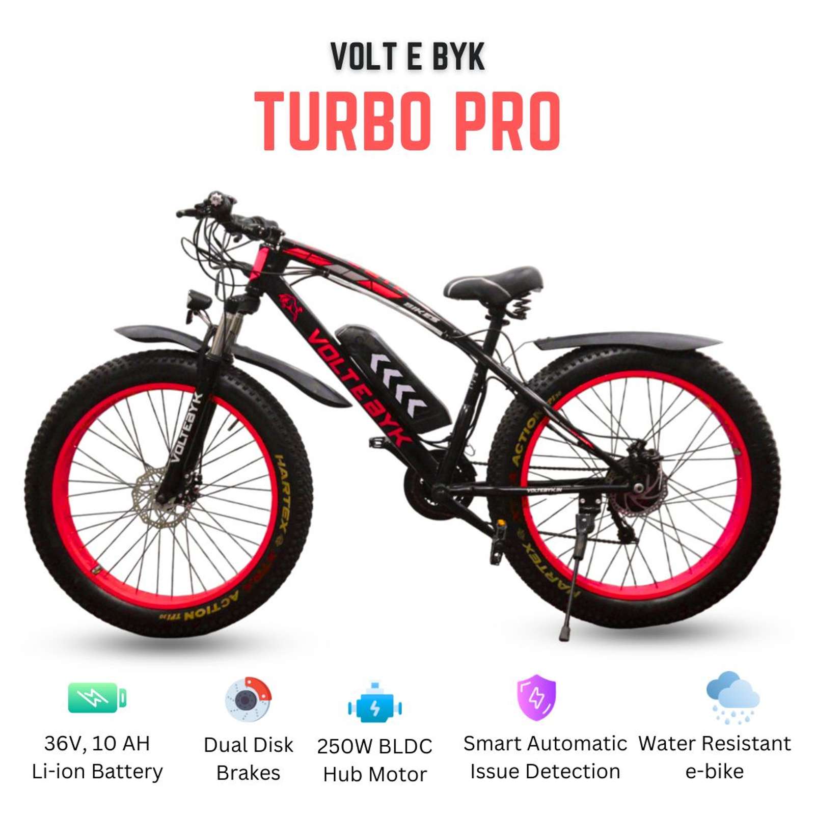 Product Image 4 of Turbo Pro Electric Fat Bike | Red 7.8 Ah - Electric from Voltebyk