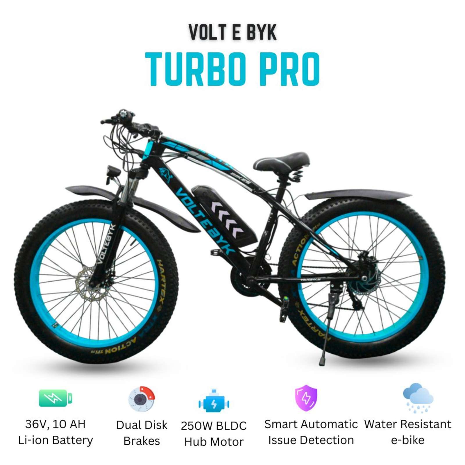 Product Image 4 of Turbo Pro Electric Fat Bike | Blue 10 AH - Electric from Voltebyk