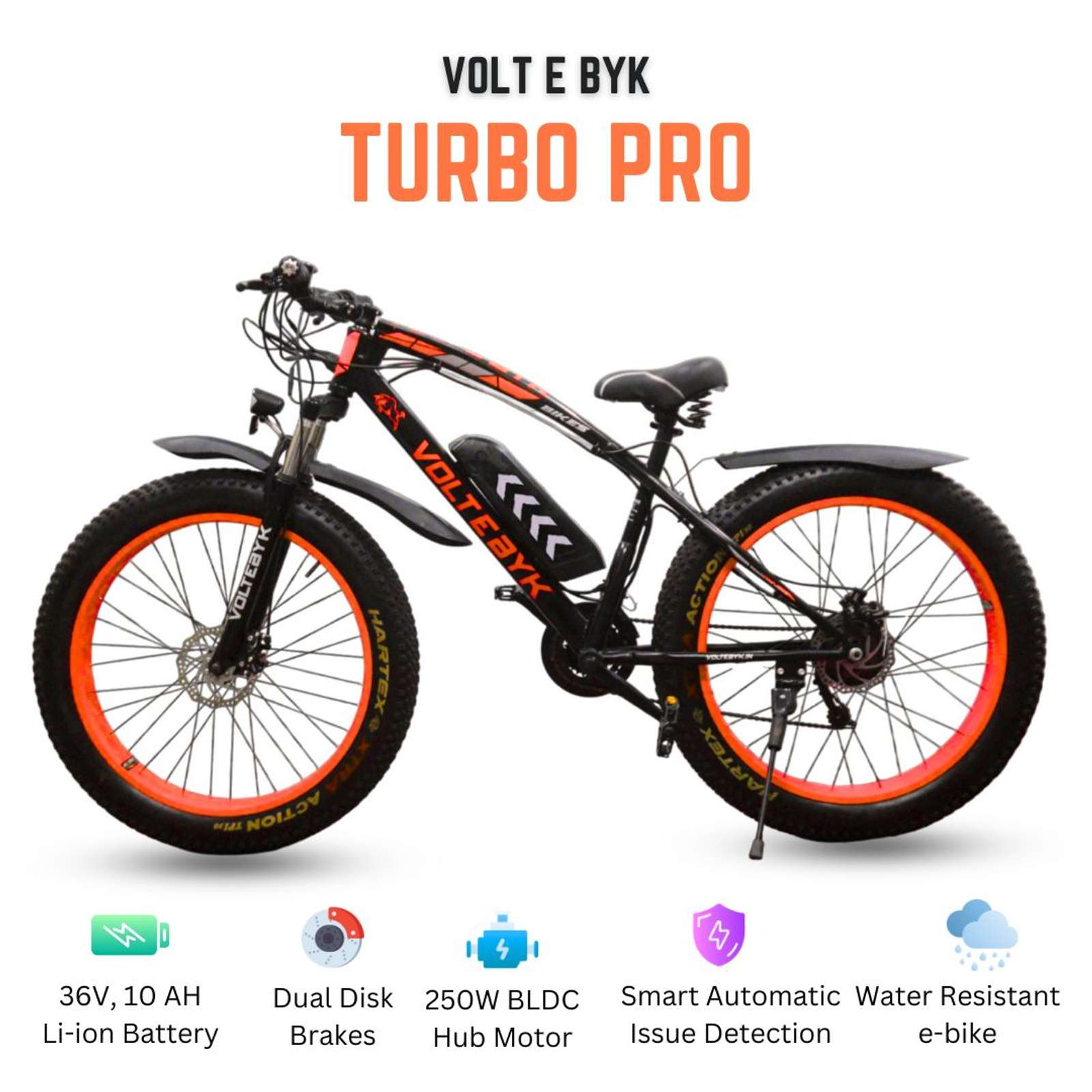 Product Image 4 of Turbo Pro Electric Fat Bike | Orange 13 AH - Electric from Voltebyk