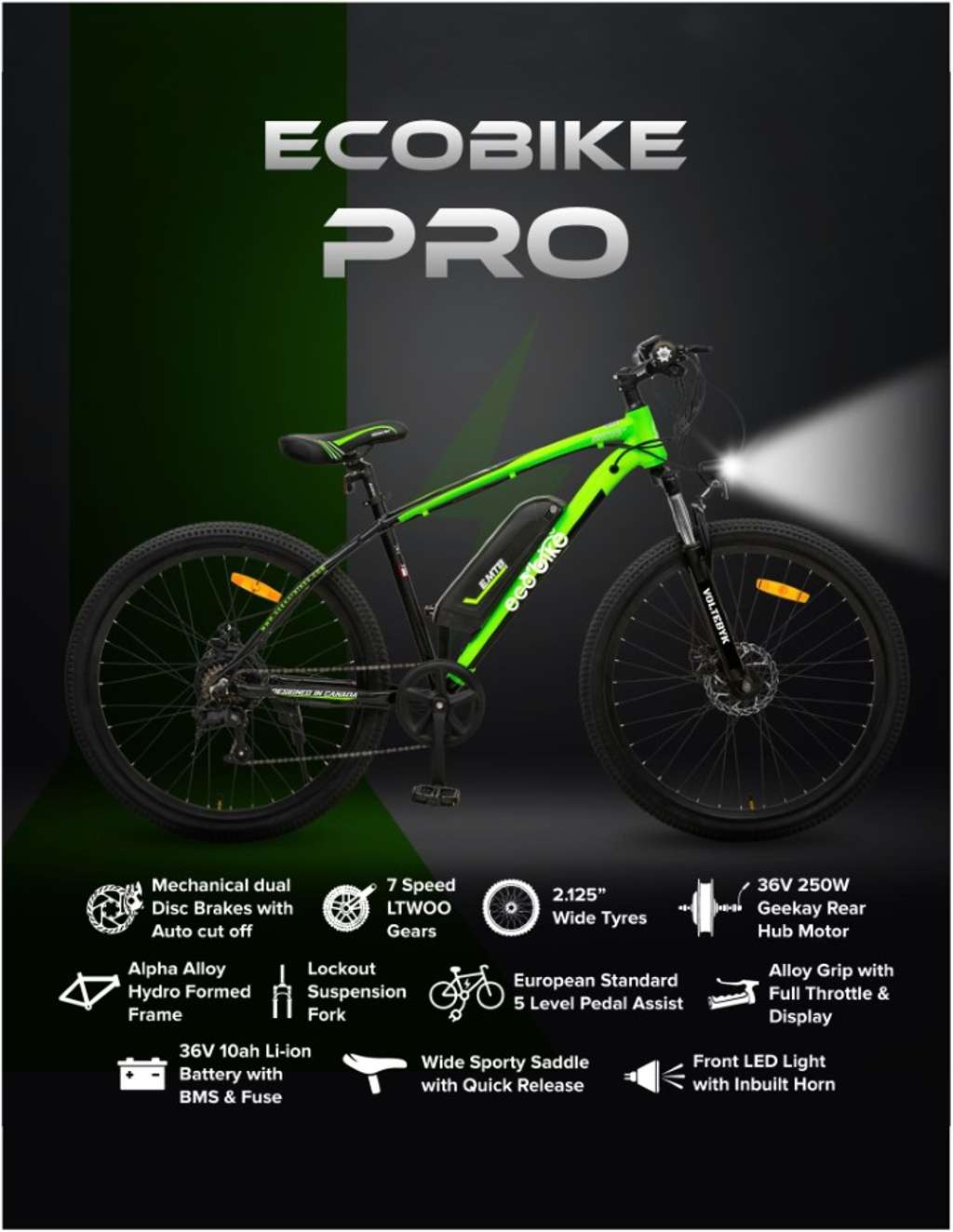 Bicycle specification detail 4 - Voltebyk Eco Bike Pro 10AH