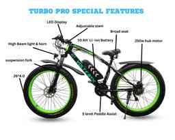 Thumbnail 5 of Turbo Pro Electric Fat Bike | Green 10 AH - Electric from Voltebyk