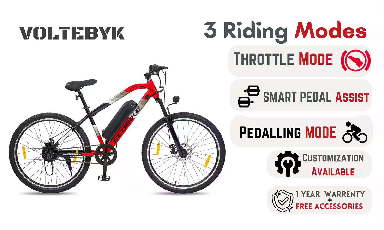 Product Image 4 of Eco-Bike Red Electric Cycle 7.8AH - Electric from Voltebyk