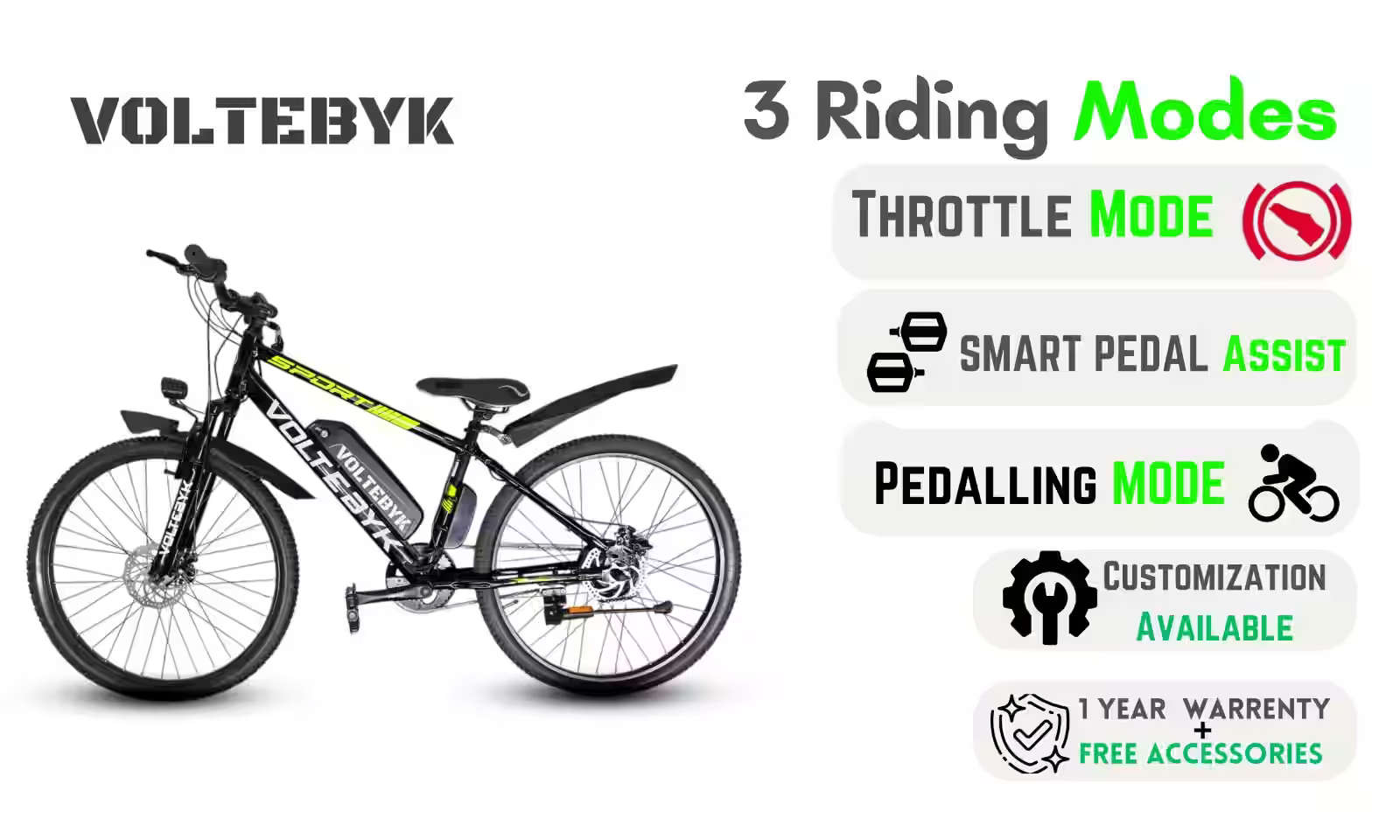 Bicycle specification detail 3 - Voltebyk Max Pro Electric Cycle - 10ah