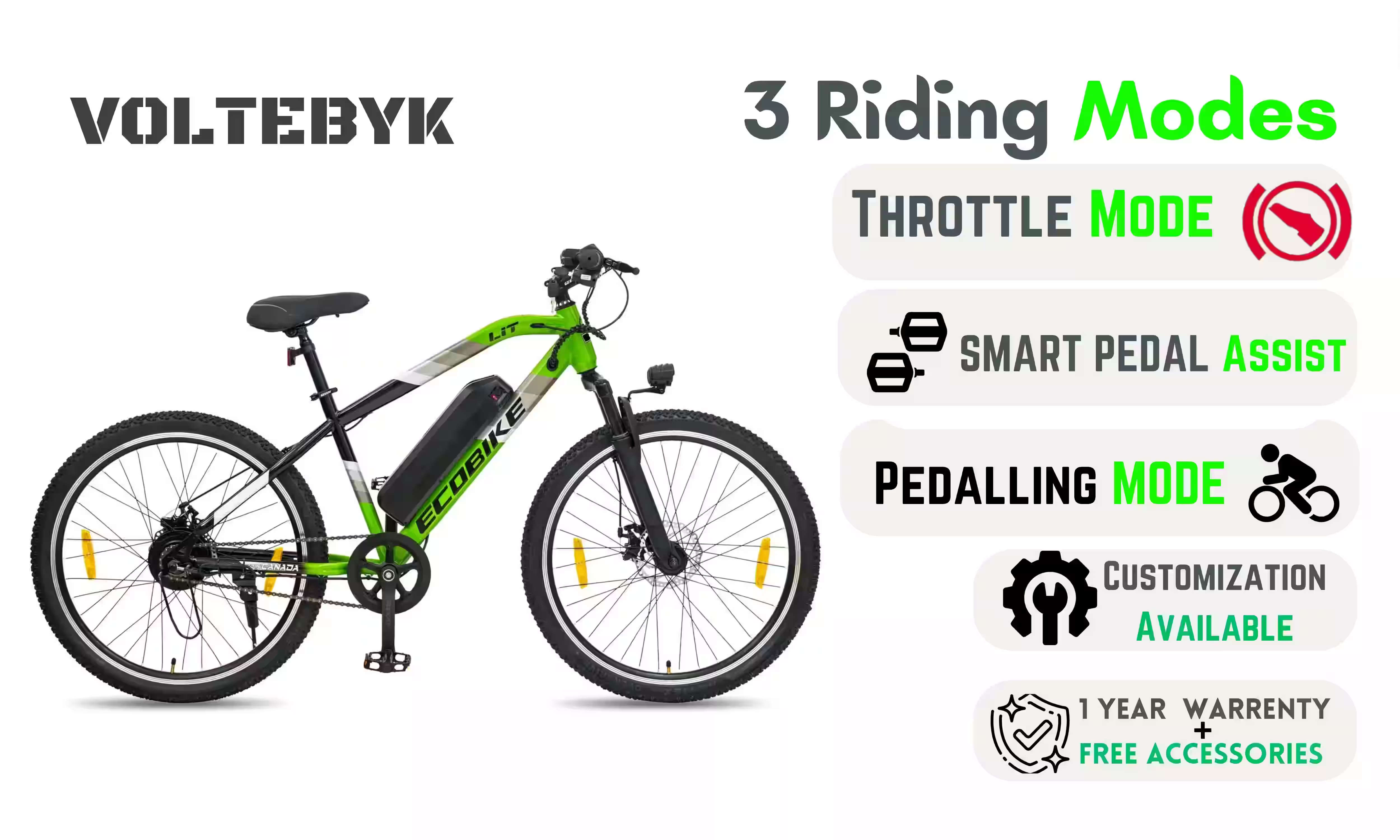 Bicycle specification detail 3 - Eco-Bike Green Electric Cycle 7.5AH