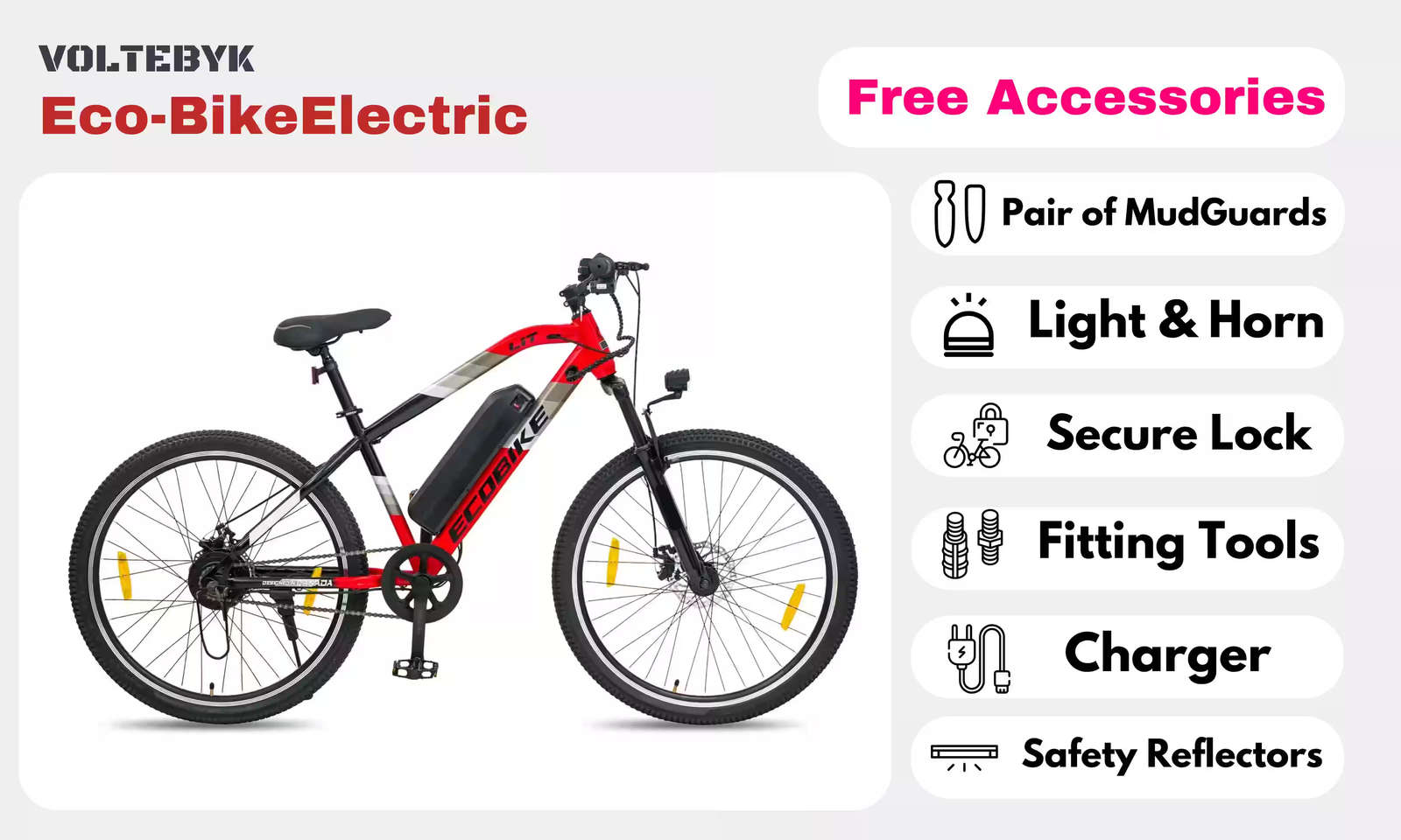 Product Image 4 of  Eco-Bike Red Electric Cycle 10 AH - Electric from Voltebyk