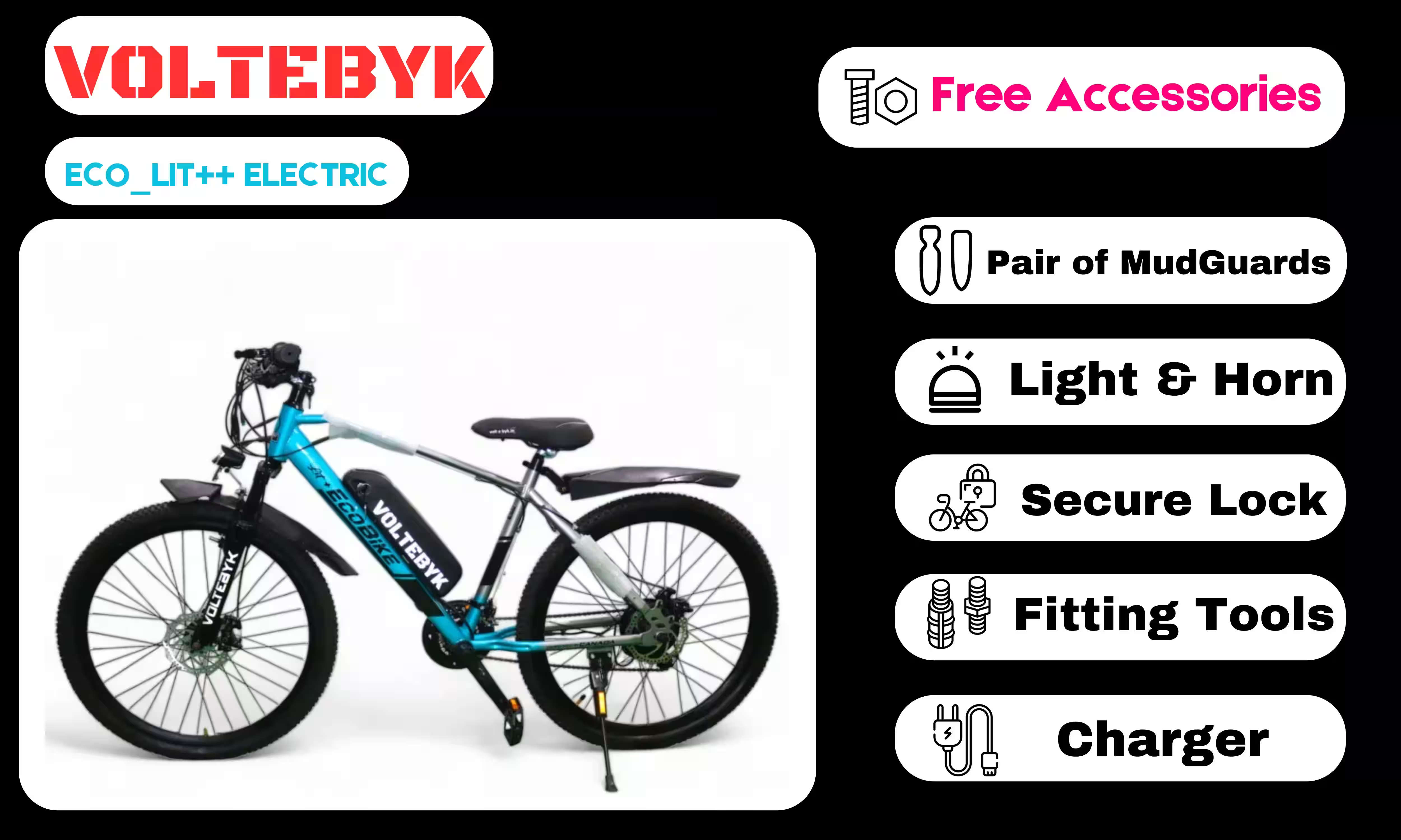 Bicycle specification detail 4 - Voltebyk Eco Lit plus (+) Electric cycle 10AH