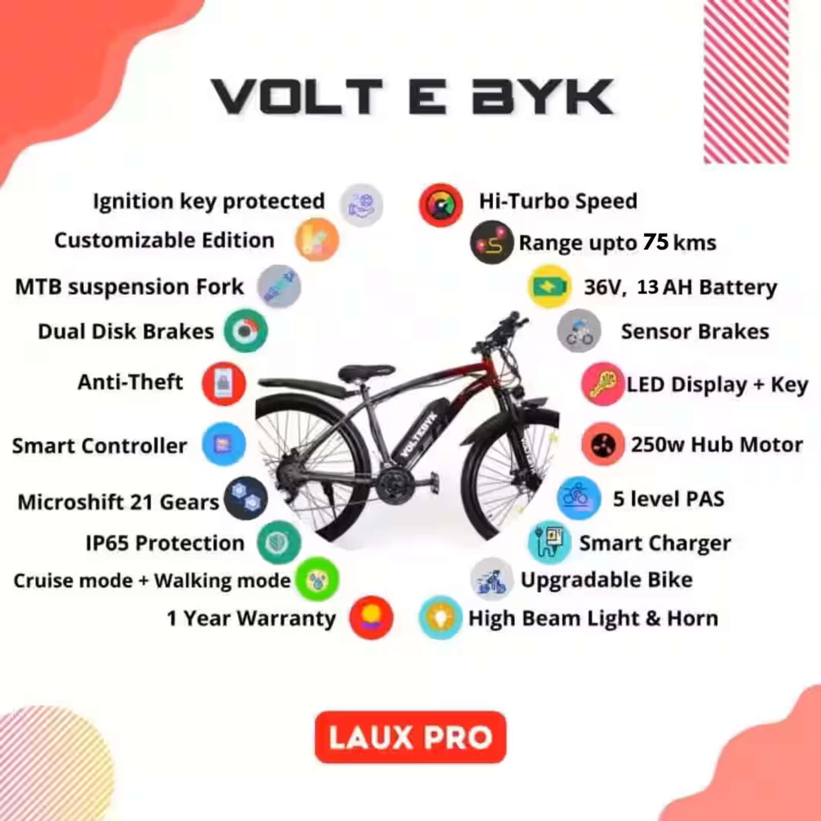 Product Image 5 of Laux Premium Electric Cycle 13 AH - Electric from Voltebyk