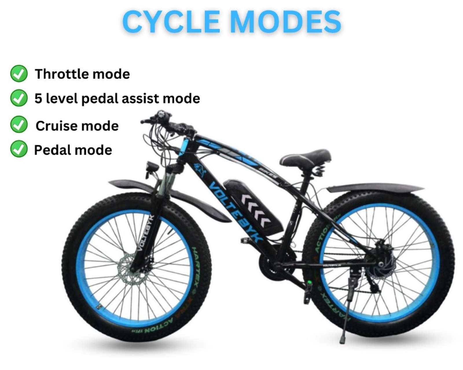 Product Image 3 of Turbo Pro Electric Fat Bike | Blue 10 AH - Electric from Voltebyk